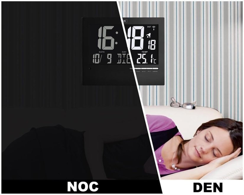 TFA 60.4508 - Rádiom riadené nástenné hodiny s češtinou a automatickým podsvietením