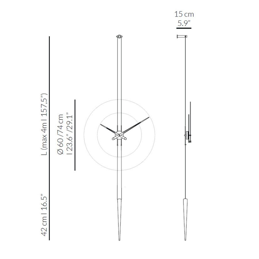 Dizajnové nástenné hodiny Nomon Pendulo Inox, chróm