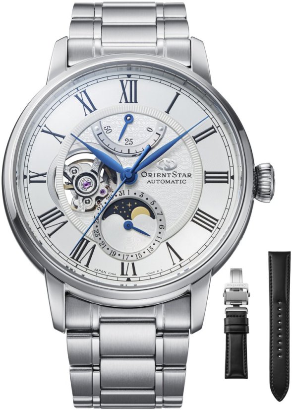 Orient Star Classic M45 F7 Moon Phase Open Heart Automatic RE-BT0005S00B (+ náhradný remienok)