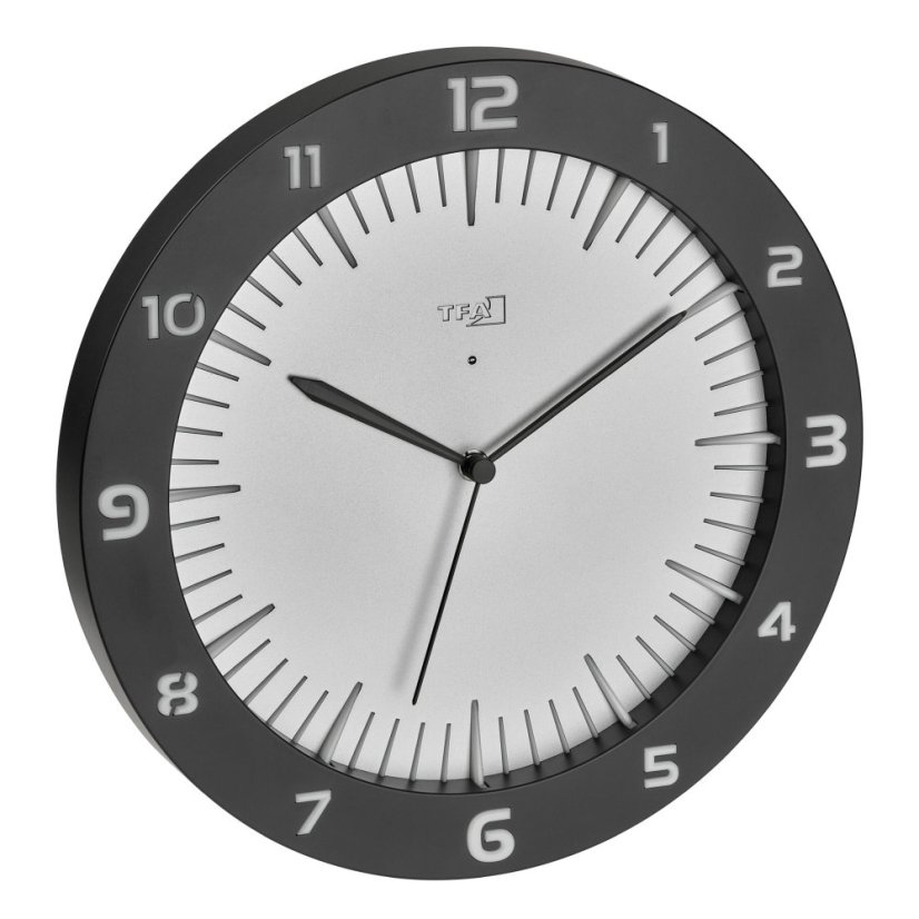 TFA 60.3553.10 - rádiom riadené nástenné hodiny s farebným osvetlením LUMOCLOCK