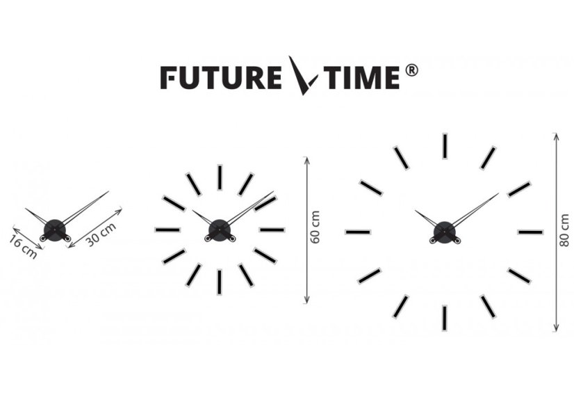Dizajnové nalepovacie hodiny Future Time FT9600SI Modular chrome 60cm