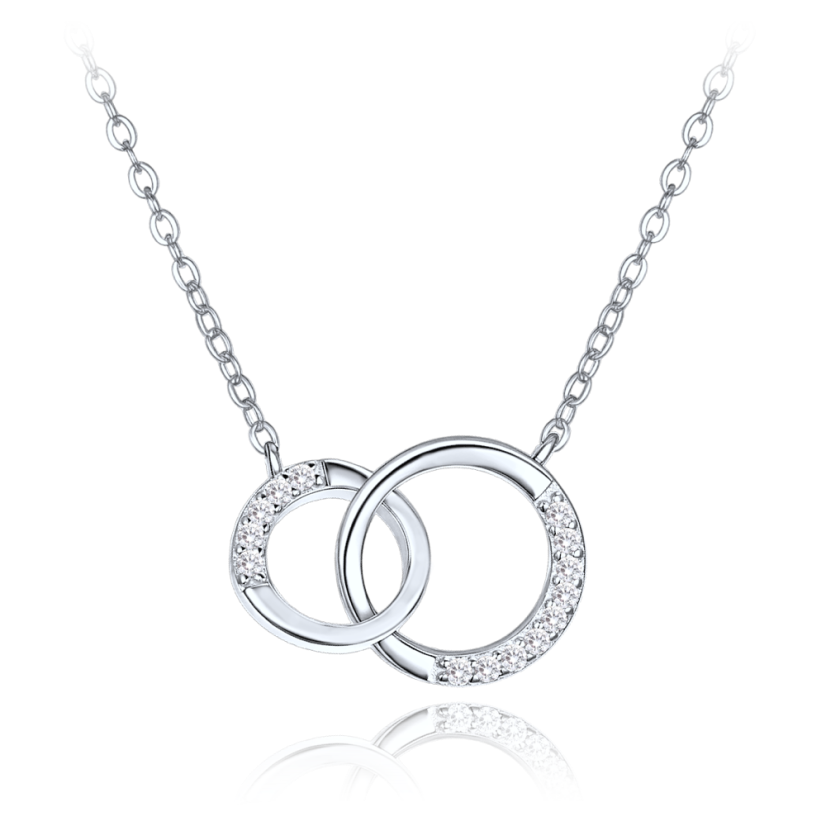 MINET Luxusný strieborný náhrdelník s bielymi zirkónmi