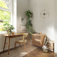 LAVVU Štýlové svetlé drevené hodiny LOFT v industriálnom vzhľade