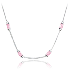 MINET Strieborný náhrdelník s ružovými zirkónmi Ag 925/1000 10,75g