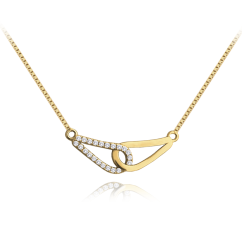 MINET Pozlacený propletený stříbrný náhrdelník s bílými zirkony