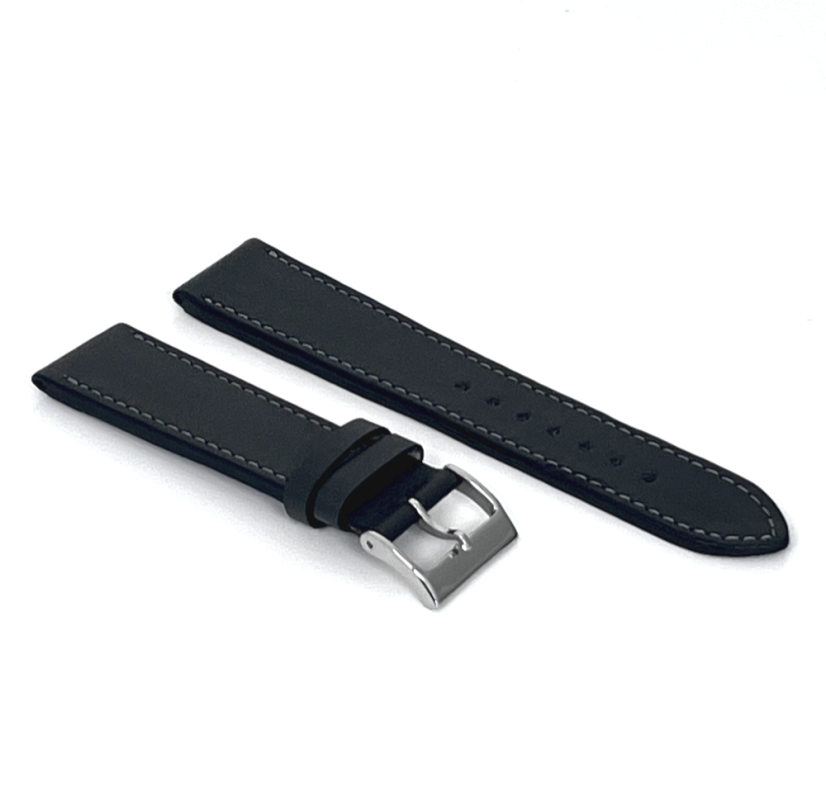 LAVVU Tmavosivý prešitý remienok Slim z luxusnej kože Top Grain - 24