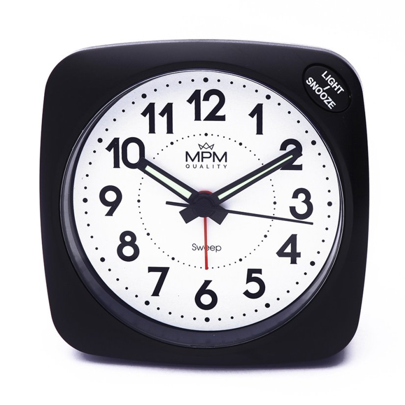Budík s LED podsvícením a tichým chodem MPM  C01.3968.90