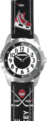 CLOCKKODIEL Svietiace čierne chlapčenské hodinky HOKEJ
