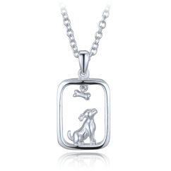 MINET Strieborný náhrdelník psík s kockou