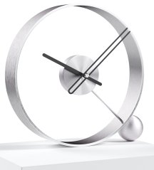 Dizajnové stolné hodiny Endless brushed silver/black 32cm