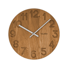 VLAHA Drevené hodiny OAK vyrobené v Čechách so striebornými rúčkami ?34cm