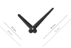 Čierne oblé hliníkové ručičky na hodiny 79 mm | 55 mm