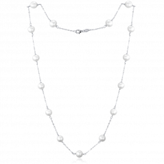 MINET Stříbrný náhrdelník s přírodními perlami Ag 925/1000 12,05g