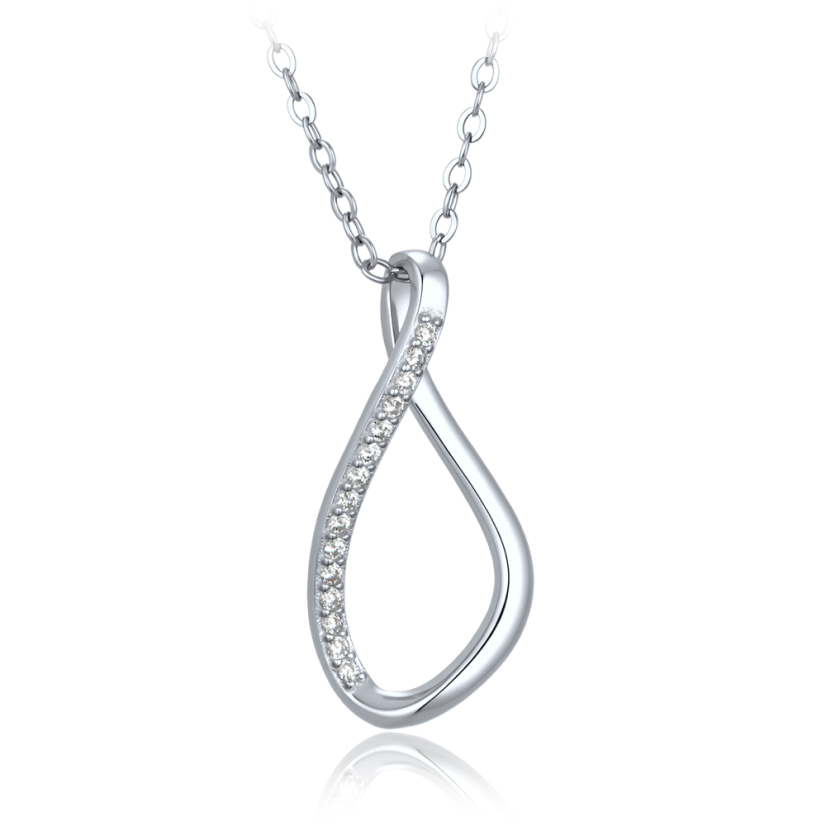 MINET Elegantní stříbrný náhrdelník s bílým zirkonem MINET Elegantní stříbrný náhrdelník s bílým zirkonem