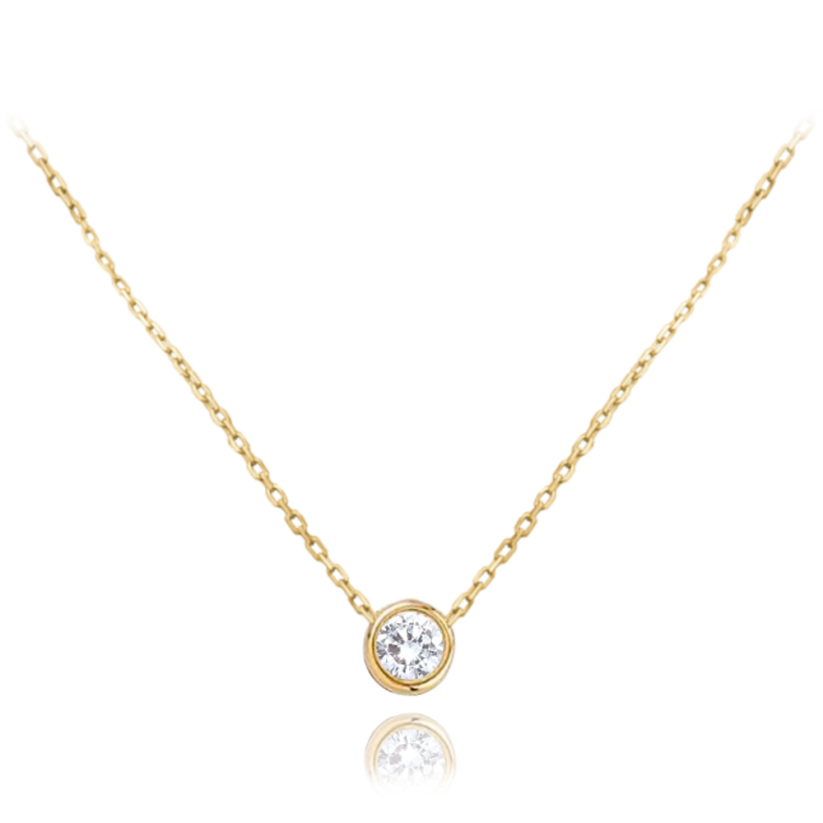 MINET Zlatý náhrdelník s bílým zirkonem Au 585/1000 1,75g