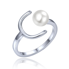 MINET Strieborný prsteň s prírodnou perlou veľ. 56
