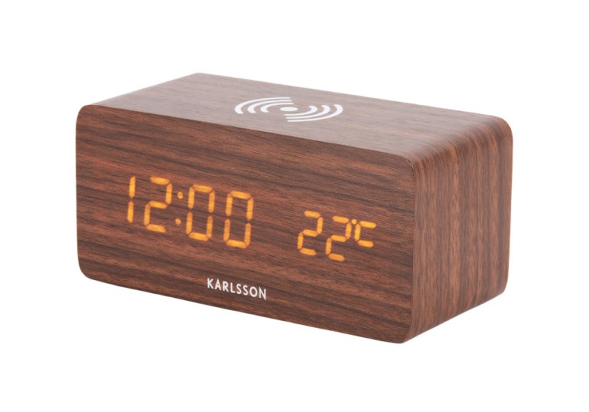 LED budík-hodiny 5933DW Karlsson s nabíjačkou smartfónov 15cm