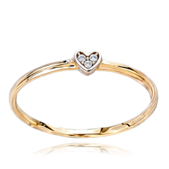 MINET Zlatý prsten srdíčko se zirkony Au 585/1000 vel. 48 - 0,85g