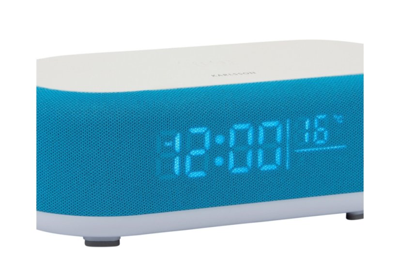 Stolové hodiny s budíkom, nabíjačkou smartfónov a Bluetooth reproduktorom 6033BB Karlsson 20cm