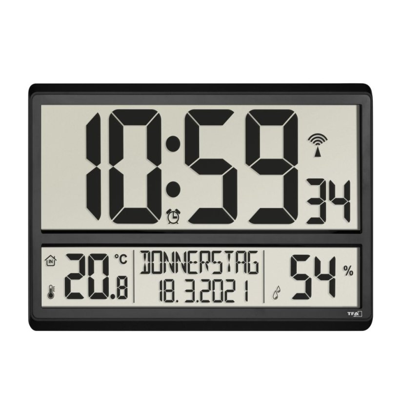 TFA 60.4520.01 - Nástenné hodiny s vnútornou teplotou a vlhkosťou