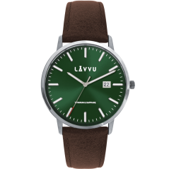 LAVVU Zelené pánské hodinky se safírovým sklem Copenhagen Titanium Green