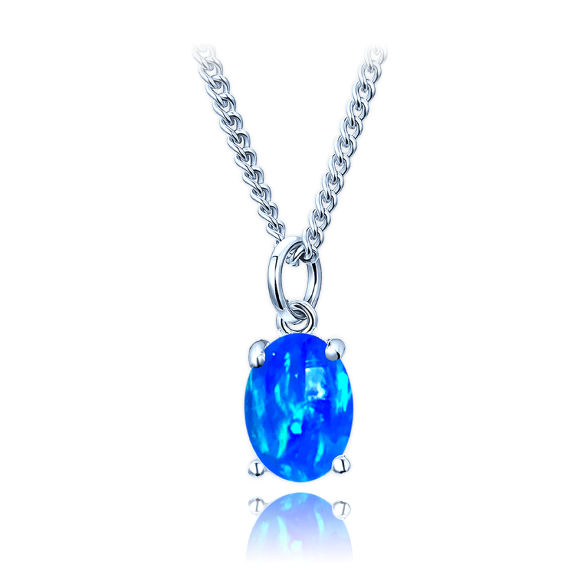 MINET Strieborný náhrdelník s modrým opálkom