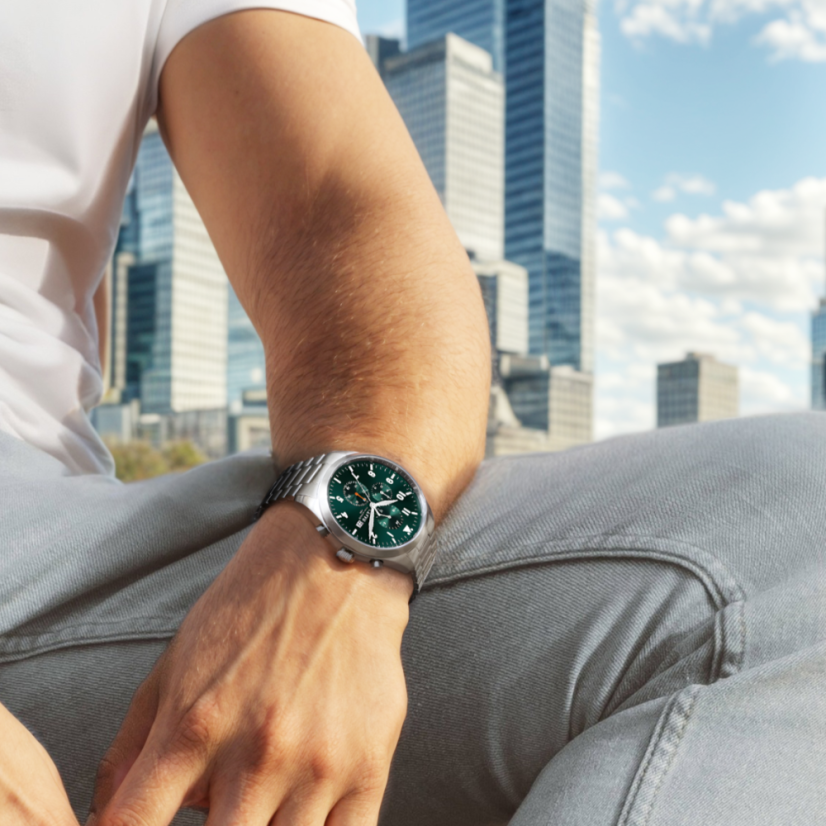 LAVVU Pánske titánové hodinky PILOT Chronograph Emerald Green 100M Sapphire