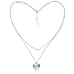 MINET Dvojitý stříbrný náhrdelník s broušeným přívěskem
