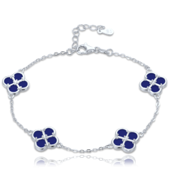 MINET Strieborný náramok štvorlístky s lapismi