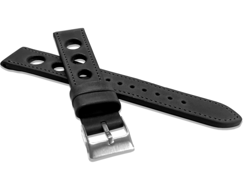 LAVVU Perforovaný čierny prešitý remienok VINTAGE z luxusnej kože Top Grain - 20