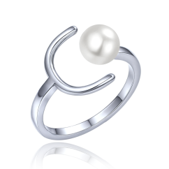 MINET Strieborný prsteň s prírodnou perlou veľ. 60