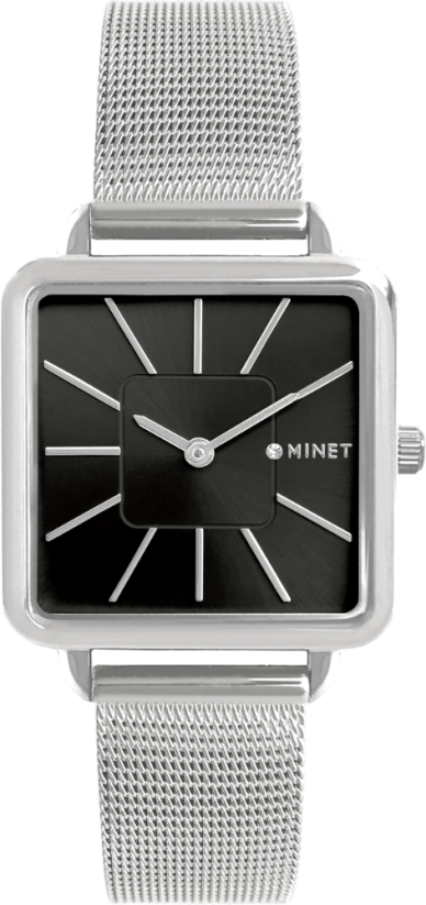 Stříbrno-černé dámské hodinky MINET OXFORD SILVER BLACK MESH  MWL5117