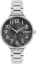 Strieborno-čierne dámske hodinky MINET PRAGUE Black Flower s číslami MWL5170