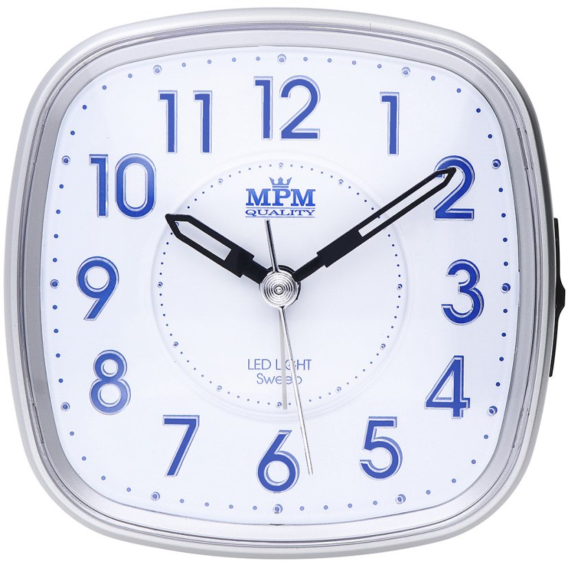 Budík s LED podsvícením a tichým chodem MPM  C01.3530.7030