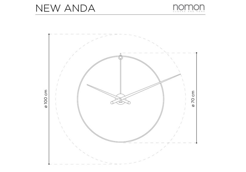 Dizajnové nástenné hodiny Nomon New Anda L black 100cm