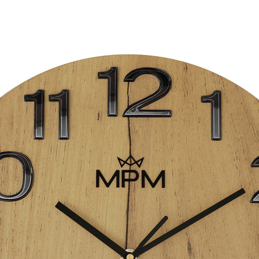 Nástenné hodiny s tichým chodom MPM Timber Simplicity - A - E07M.4222.5390