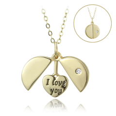 MINET Pozlátený strieborný náhrdelník s otváracím príveskom a srdiečkom s nápisom "I love you"