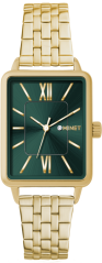 MINET Zlato-zelené dámské hodinky SIENA se zlatým ocelovým řemínkem