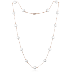 MINET Rose gold stříbrný náhrdelník s přírodními perlami Ag 925/1000 12,15g