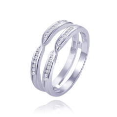MINET Luxusný strieborný prsteň s bielymi zirkónmi veľ. 60