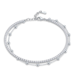 MINET Elegantný dvojitý strieborný náramok s bielym zirkónom