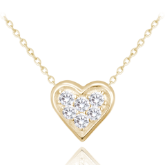 MINET Pozlátený strieborný náhrdelník so srdiečkom s bielymi zirkónmi
