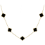 MINET Pozlacený stříbrný náhrdelník čtyřlístky s onyxem Ag 925/1000 12,90g