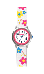 Květované bílé dívčí hodinky CLOCKODILE FLOWERS se třpytkami CWG5025