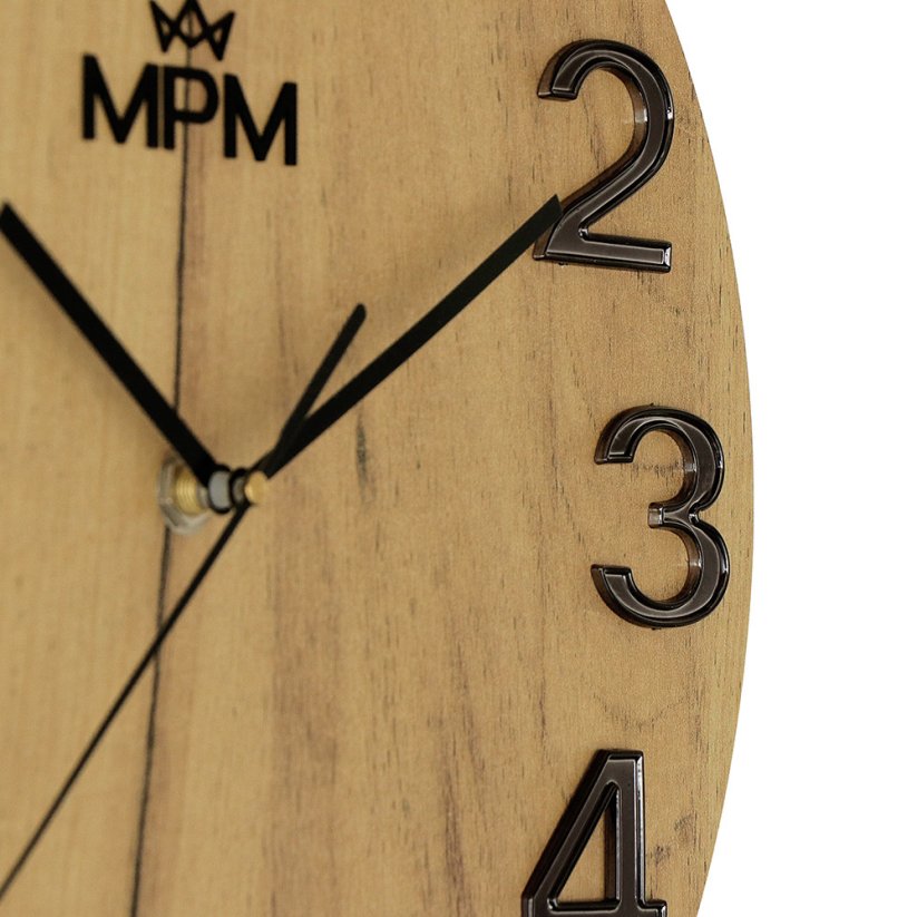 Nástenné hodiny s tichým chodom MPM Timber Simplicity - A - E07M.4222.5390