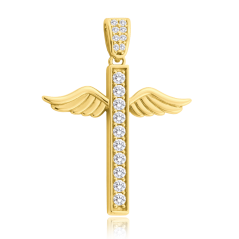 MINET Zlatý prívesok anjel s bielym zirkónom Au 585/1000 2,90g