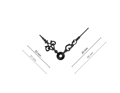 Stredné čierne hliníkové ručičky na hodiny Antik 43 mm | 32 mm