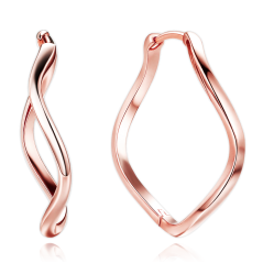 MINET Rose gold strieborné krútené náušnice krúžky