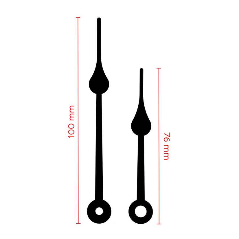 Kovové hodinové ručičky B12 (95 mm, 70 mm) - černé - Ručičky hodinové B12 pár