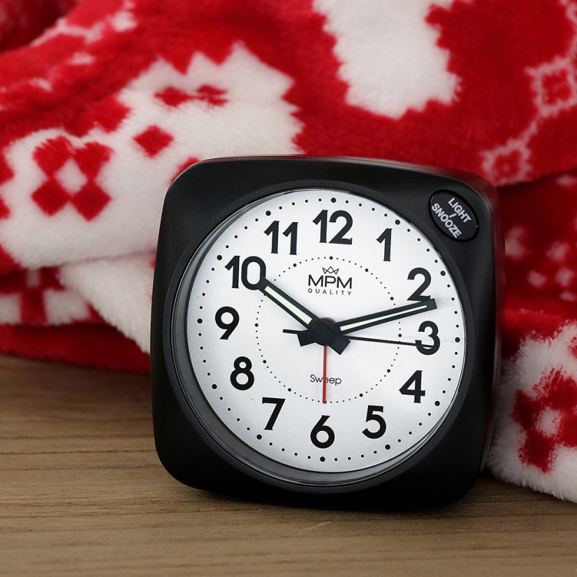 Budík s LED podsvícením a tichým chodem MPM  C01.3968.90